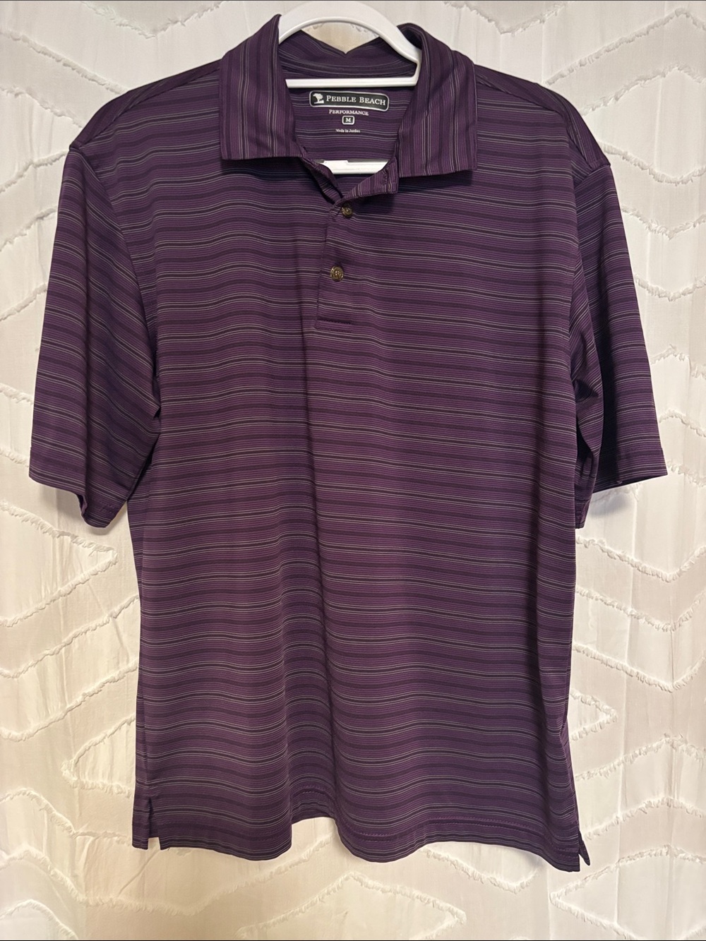 Pebble Beach Men's Purple Striped Performance Polo